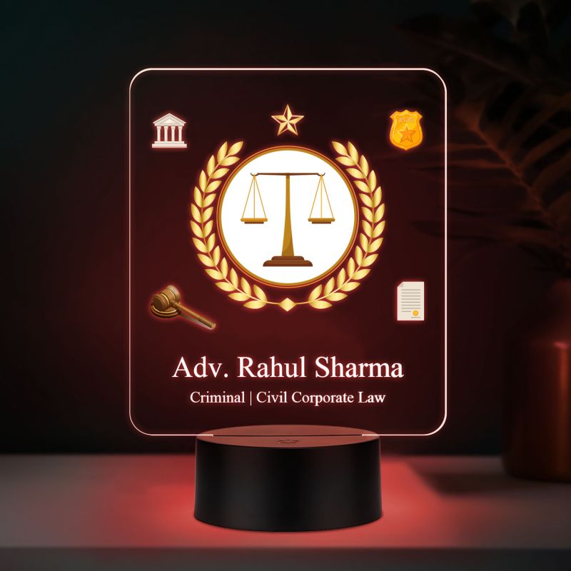 Personalized Advocate LED Desk Table Lamp with Automatic Color Changing Light Birthday Gift for Advocate & Lawyer Office Decor Light